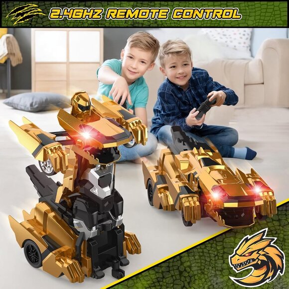 Dinosaur Transform RC Car 24GHz Remote Control Robot Car Toy with Light for Kids - Picture 6 of 7